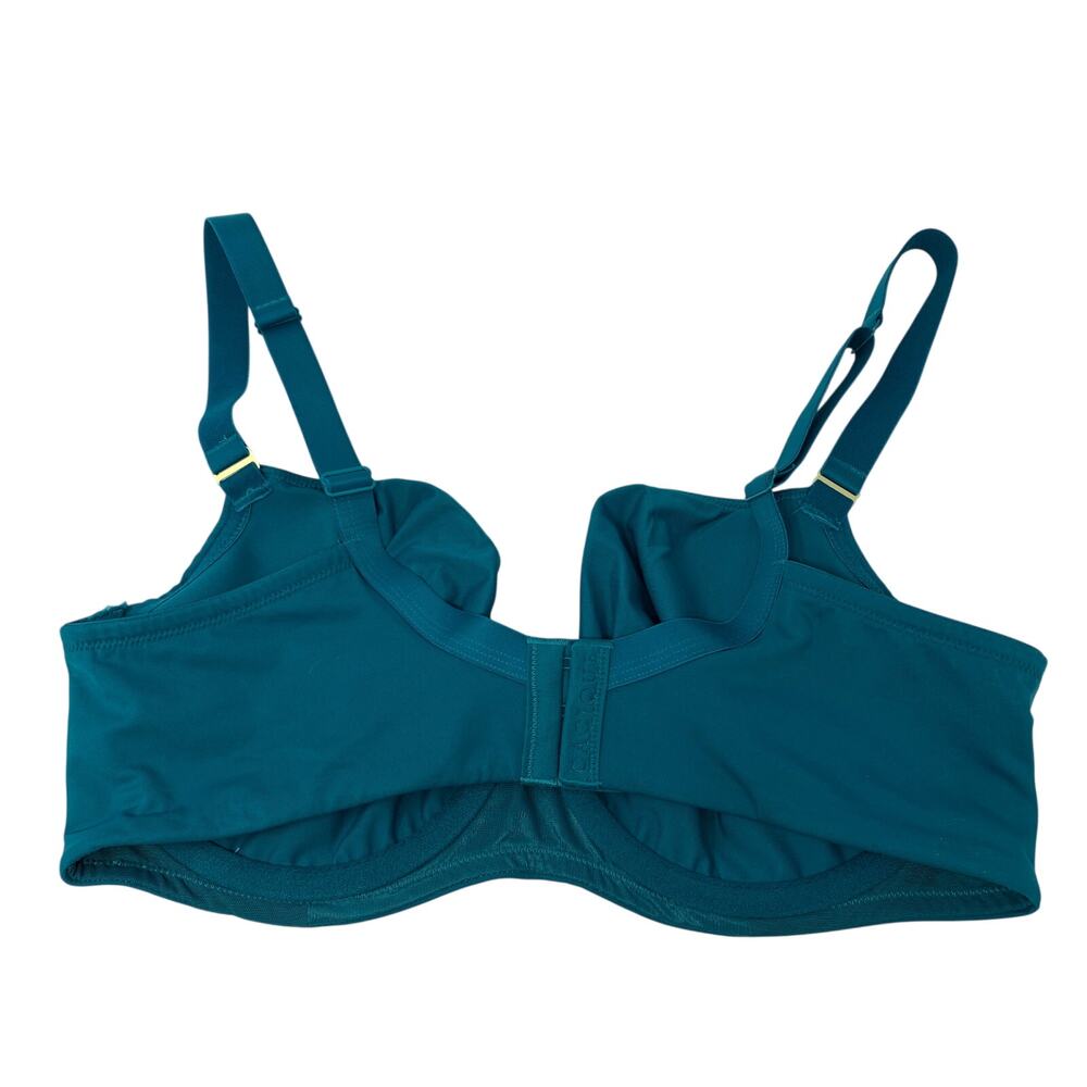 Cacique Unlined Balconette Bra 38DD Teal Underwire Full Coverage Lingerie - Picture 3 of 5
